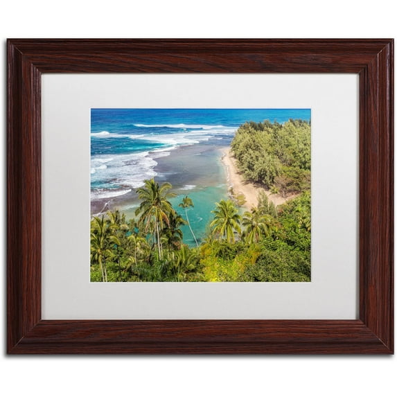 Trademark Fine Art 'Tropical Paradise' Canvas Art by Pierre Leclerc, White Matte, Wood Frame