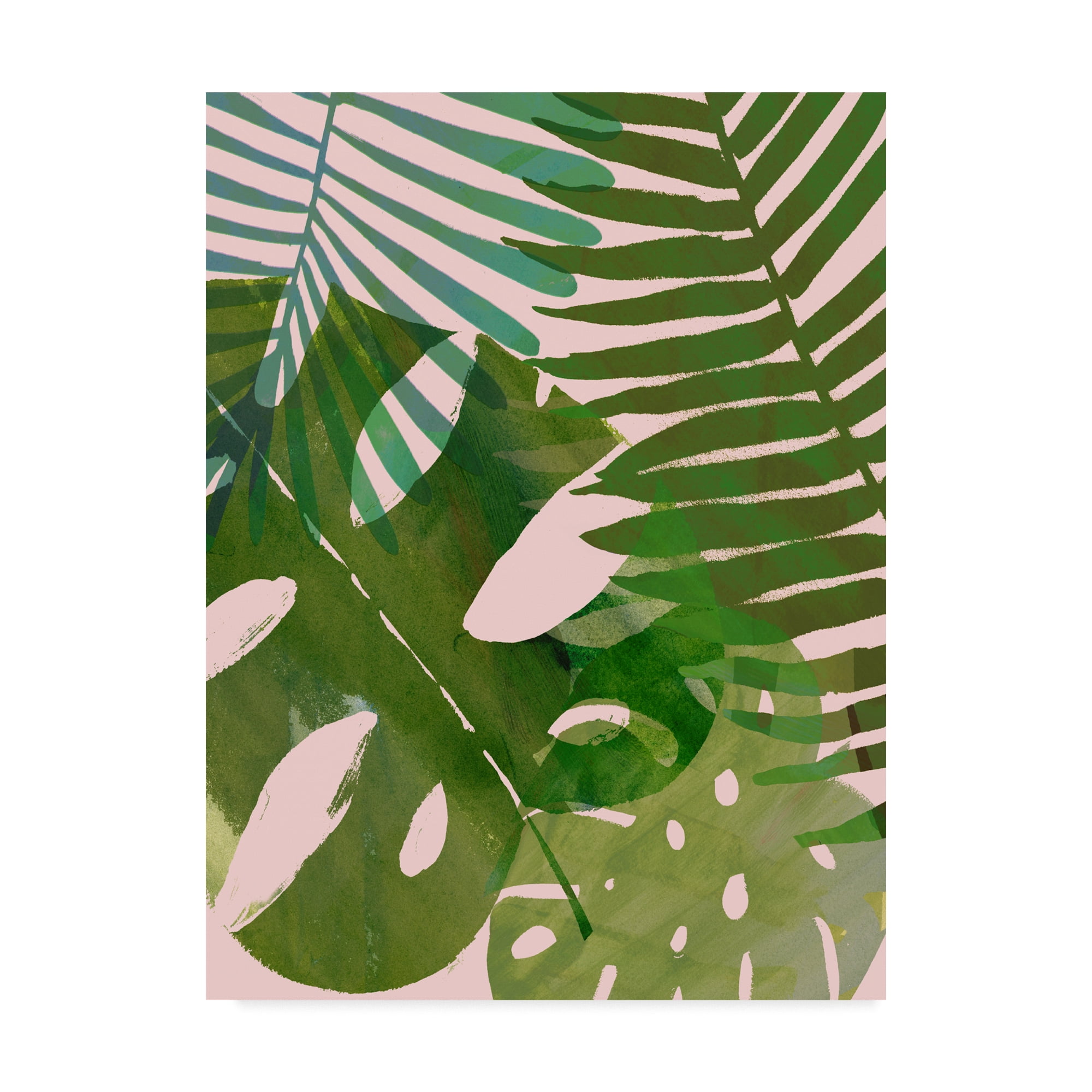 Green Palm Leaves Botanical Framed Canvas Print, 18" x 24"