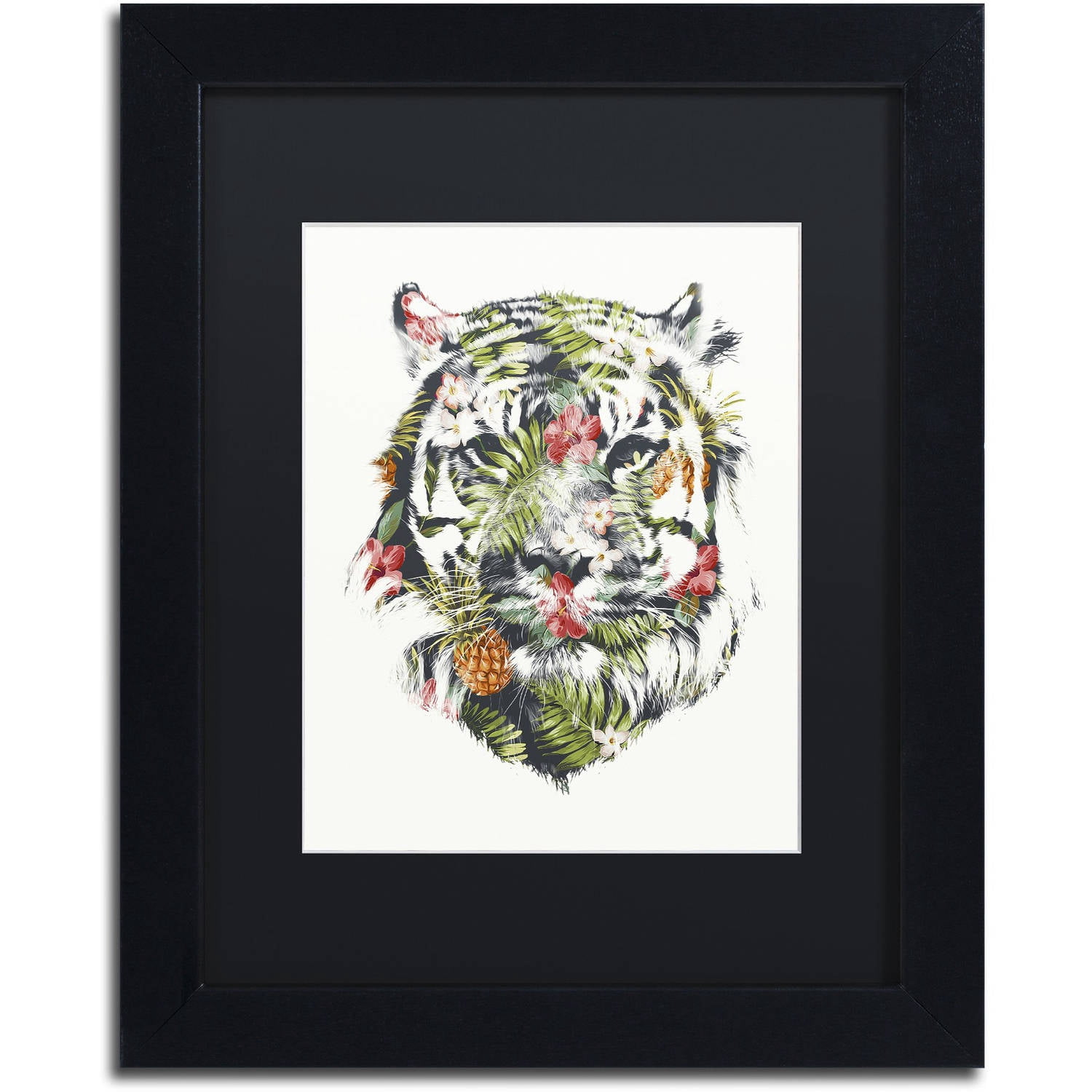 Trademark Fine Art 'Tropical Tiger' Canvas Art by Robert Farkas, Black Matte, Black Frame