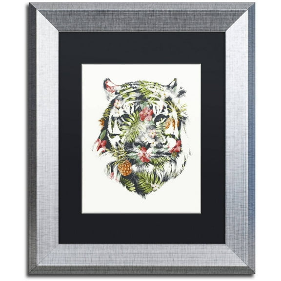 Trademark Fine Art 'Tropical Tiger' Canvas Art by Robert Farkas, Black Matte, Silver Frame