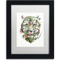 Trademark Fine Art 'Tropical Tiger' Canvas Art by Robert Farkas, White Matte, Black Frame