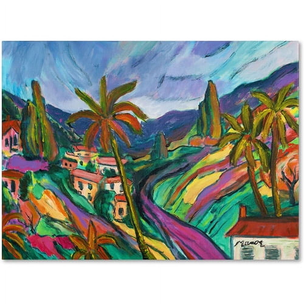 Trademark Fine Art "Tropical Valley with Three Palms" Canvas Art by Manor Shadian