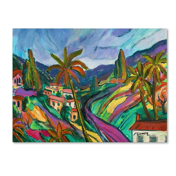 Trademark Fine Art "Tropical Valley with Three Palms" Canvas Art by Manor Shadian