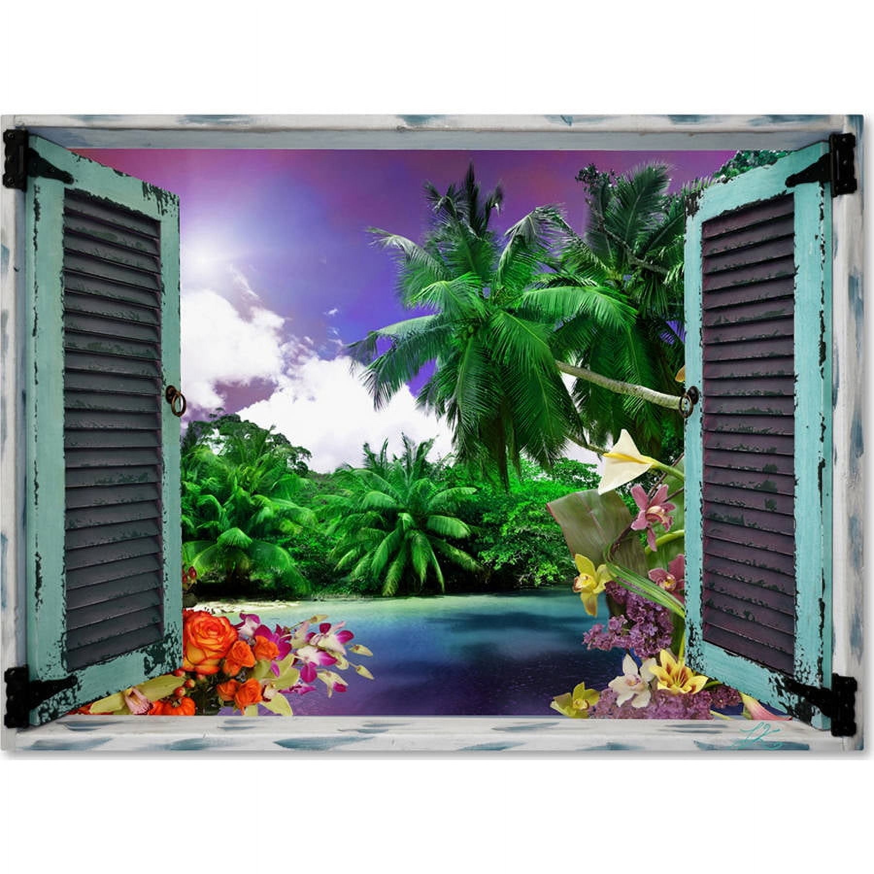 Tropical Window to Paradise Canvas Art, 14 x 19