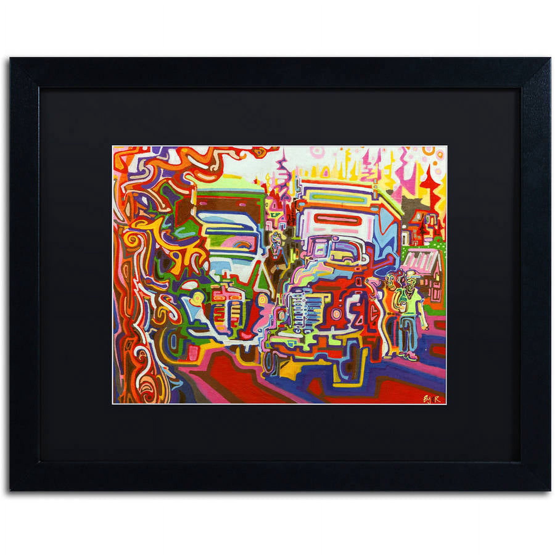 Trademark Fine Art "Trucks" Canvas Art by Josh Byer, Black Matte, Black Frame