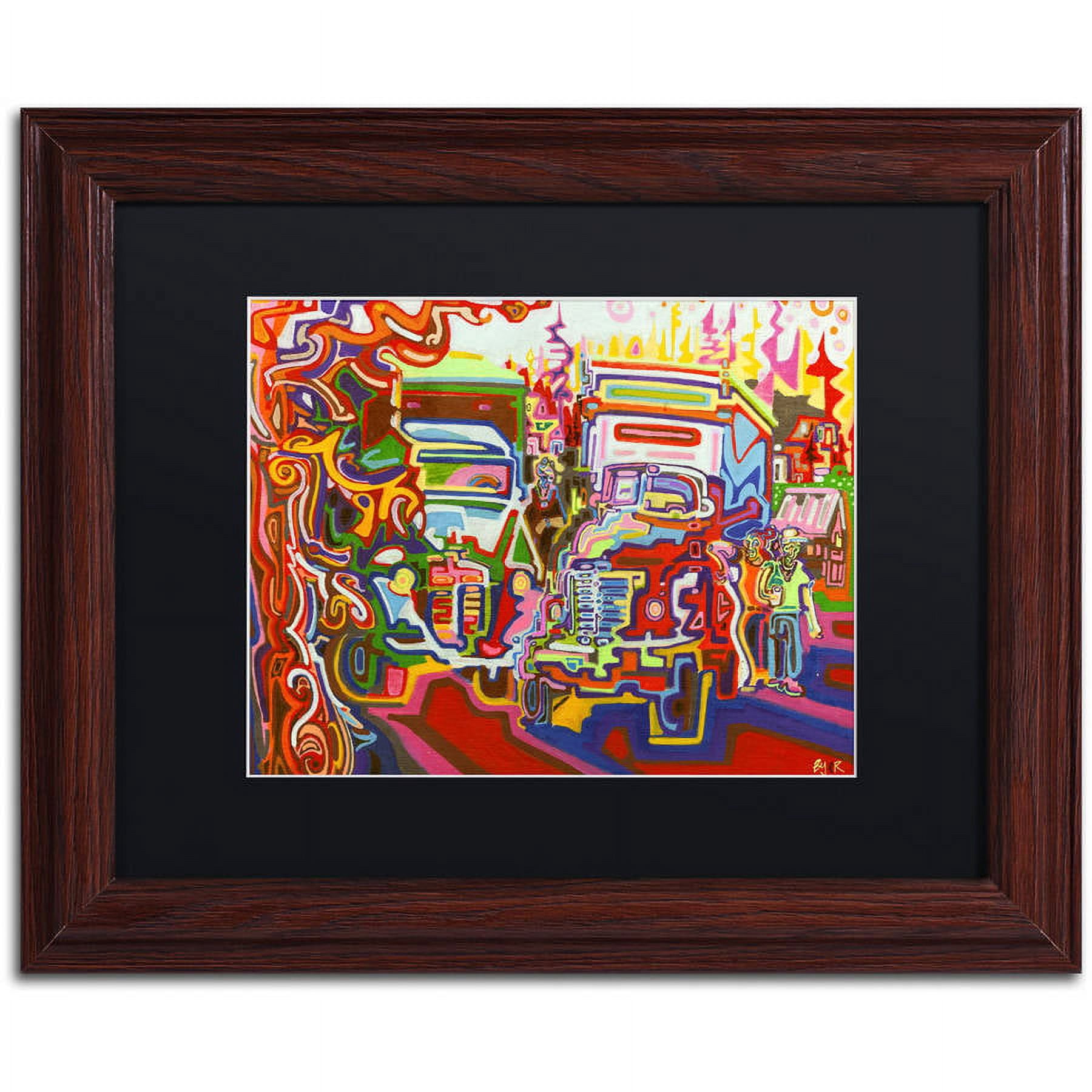 Trademark Fine Art "Trucks" Canvas Art by Josh Byer, Black Matte, Wood Frame