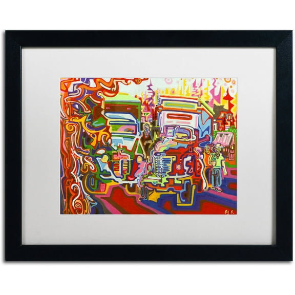 Trademark Fine Art "Trucks" Canvas Art by Josh Byer, White Matte, Black Frame