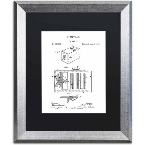 Trademark Fine Art "Tucker Sedan Patent 1949 White" Canvas Art by Claire Doherty Black Matte, Silver Frame