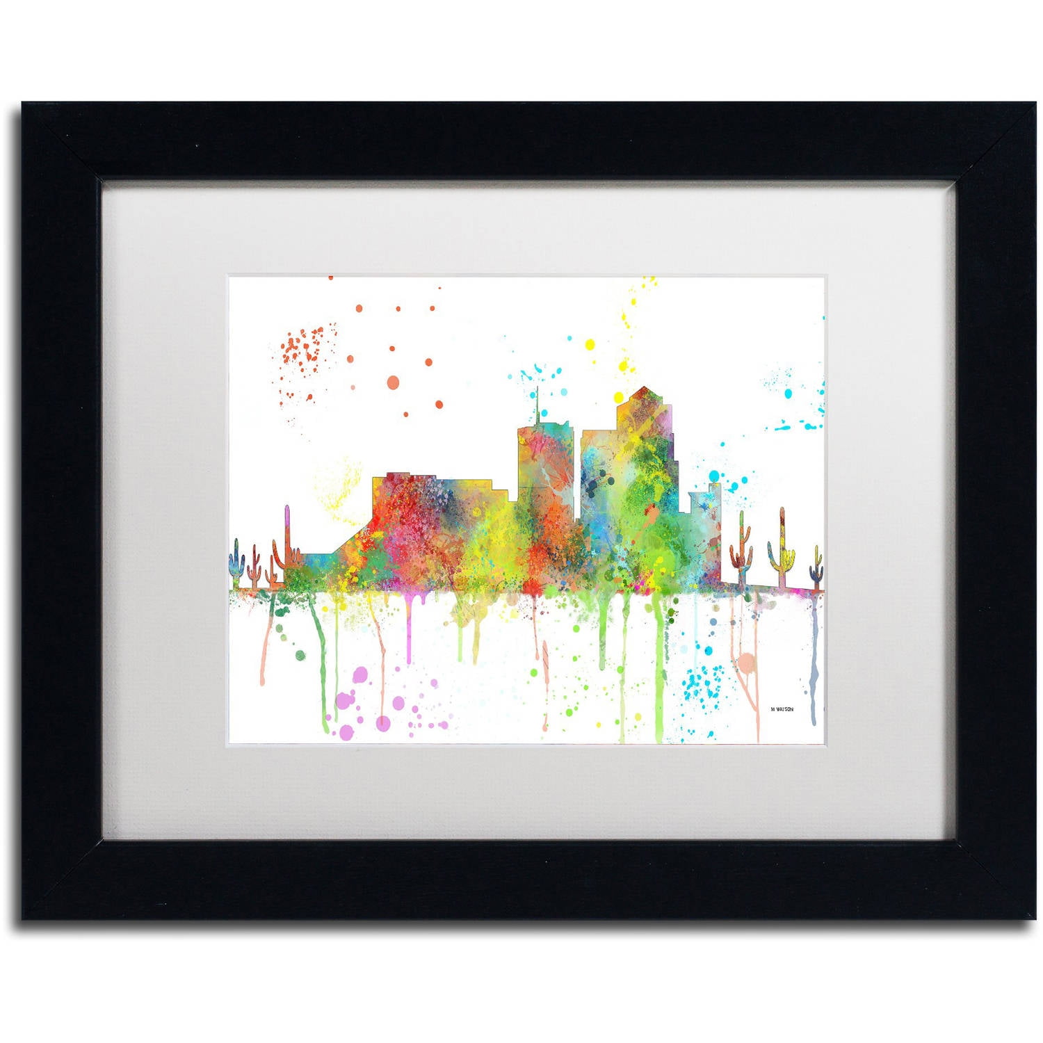 Trademark Fine Art "Tucson Arizona Skyline Mclr-1" Canvas Art by Marlene Watson, White Matte, Black Frame