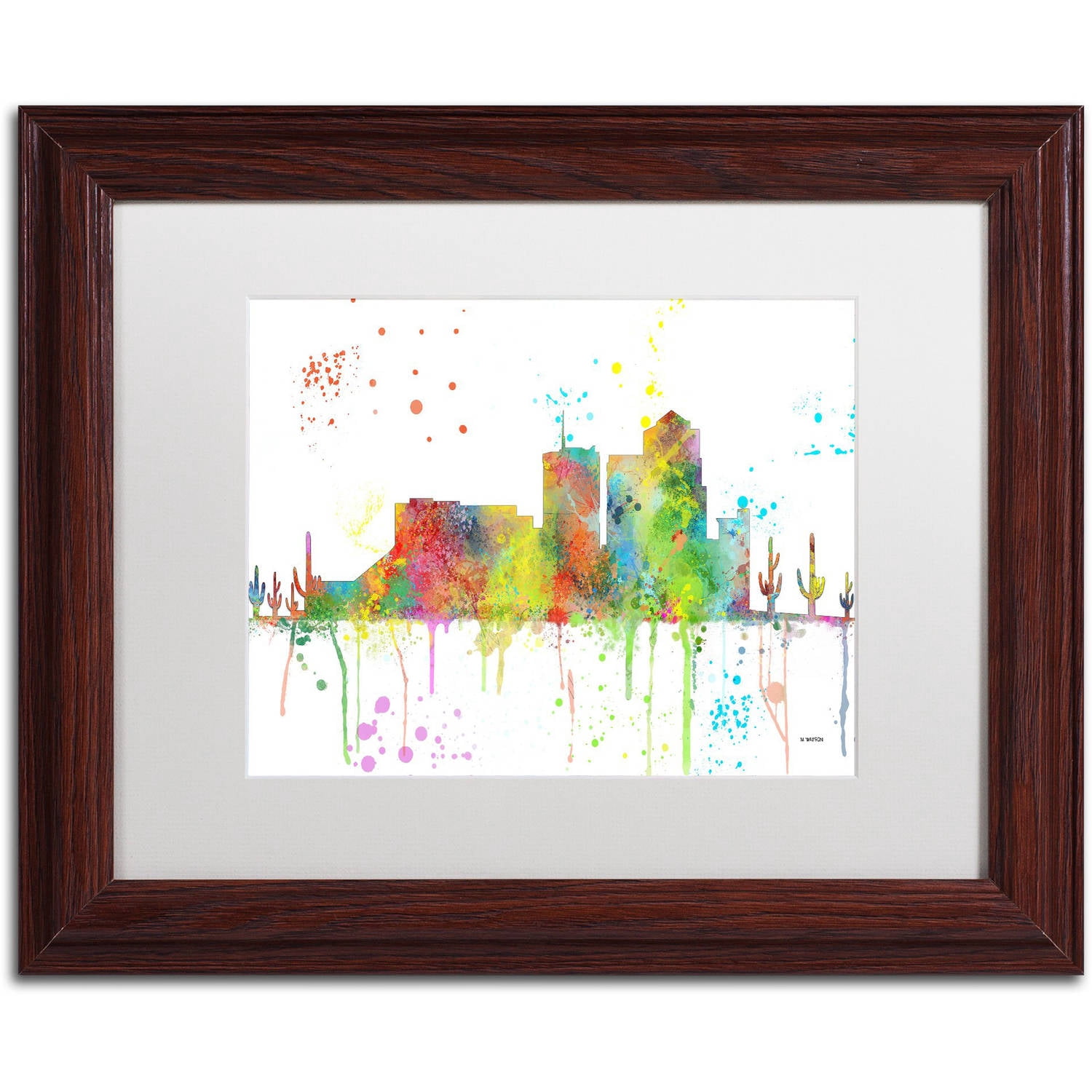 Trademark Fine Art "Tucson Arizona Skyline Mclr-1" Canvas Art by Marlene Watson, White Matte, Wood Frame