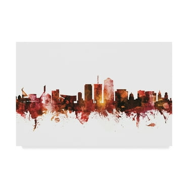 Trademark Fine Art 'Tucson Arizona Skyline Red' Canvas Art by Michael Tompsett
