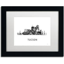 Trademark Fine Art 'Tucson Arizona Skyline WB-BW' Canvas Art by Marlene Watson, White Matte, Black Frame