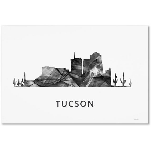 Trademark Fine Art 'Tucson Arizona Skyline WB-BW' Canvas Art by Marlene Watson