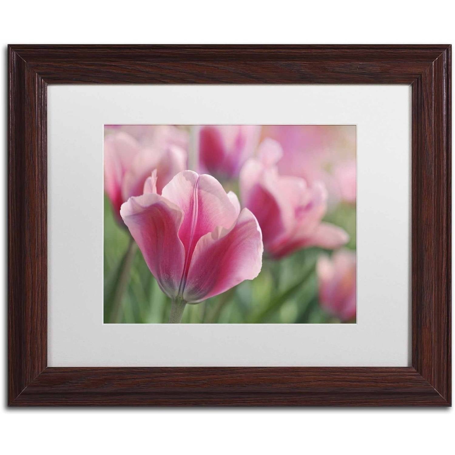Trademark Fine Art 'Tulip Mirella Pink' Canvas Art by Cora Niele, White Matte, Wood Frame