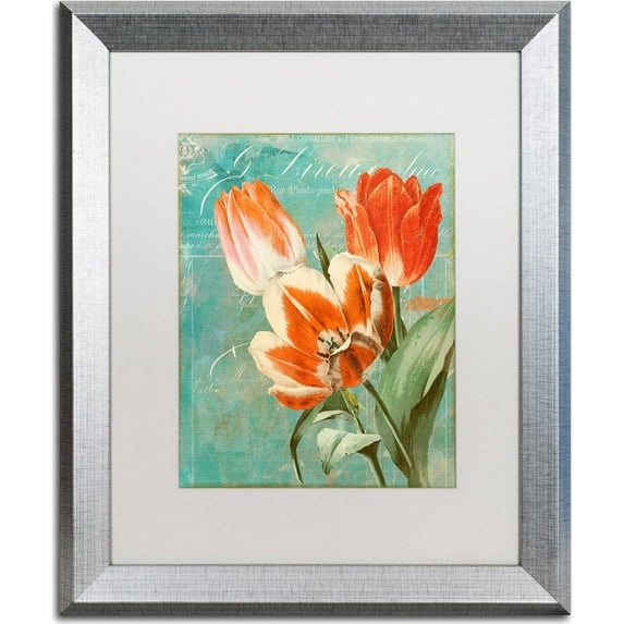 Trademark Fine Art "Tulips Ablaze II" Canvas Art by Color Bakery, White Matte, Silver Frame