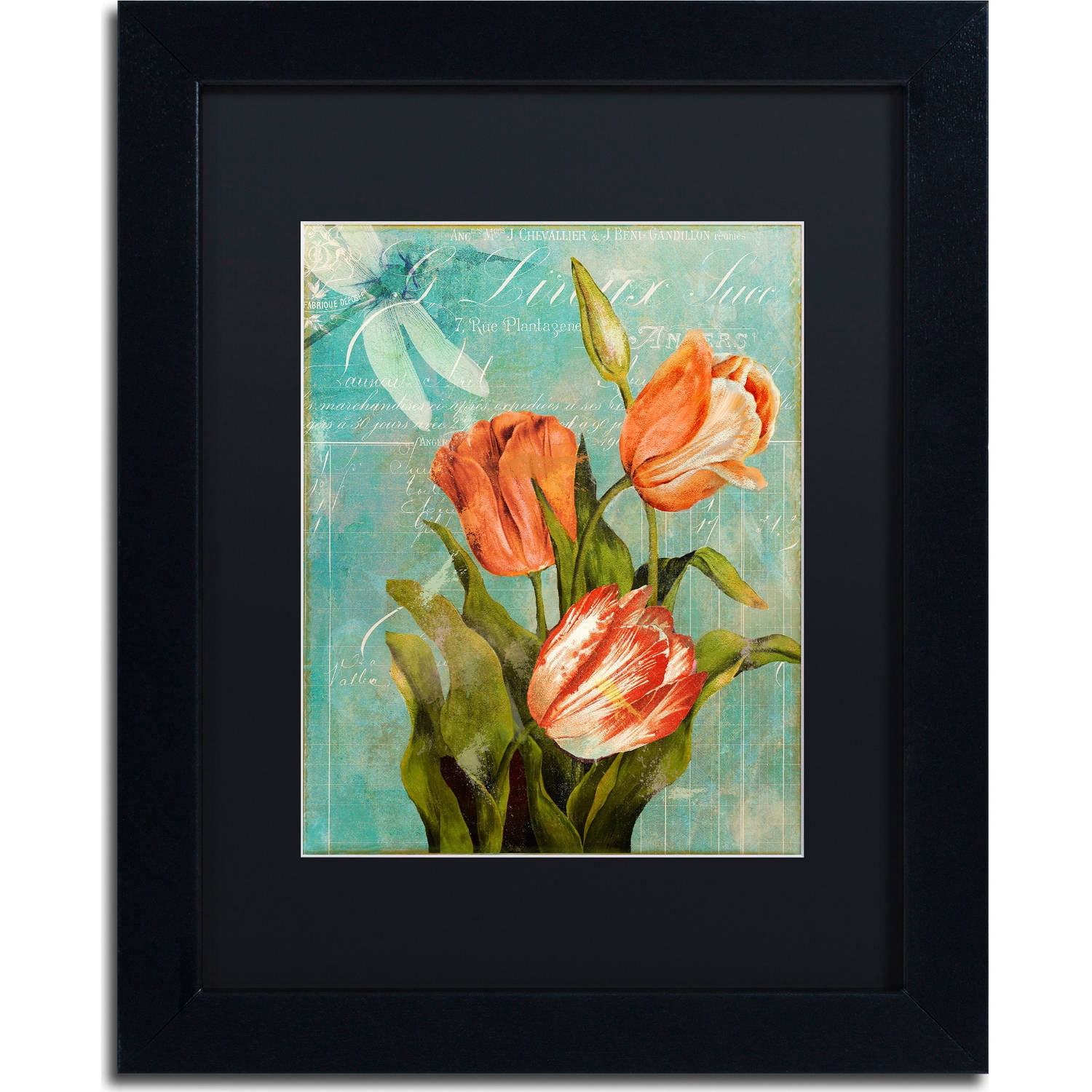 Trademark Fine Art "Tulips Ablaze III" Canvas Art by Color Bakery, Black Matte, Black Frame