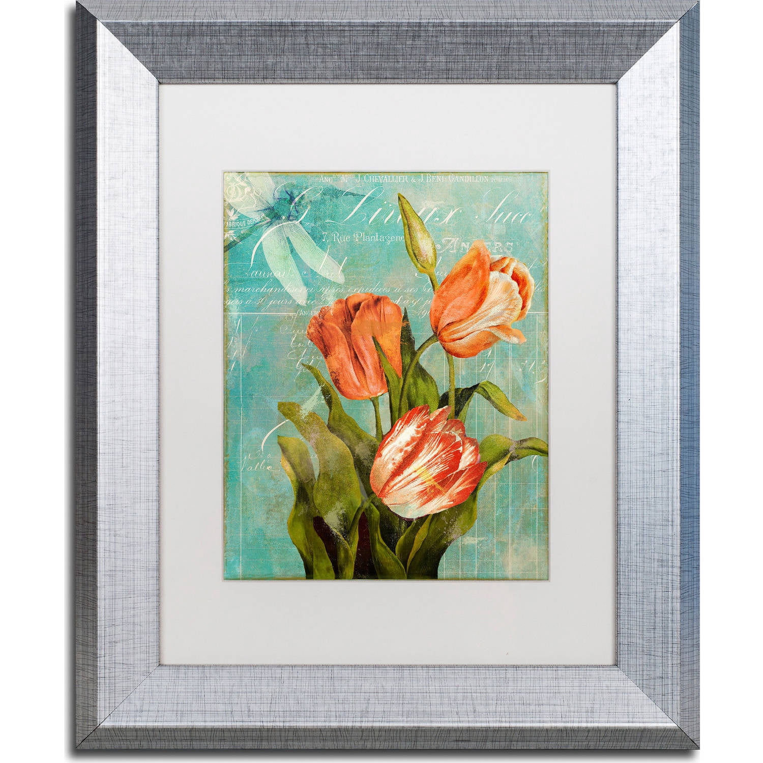 Trademark Fine Art "Tulips Ablaze III" Canvas Art by Color Bakery, White Matte, Silver Frame
