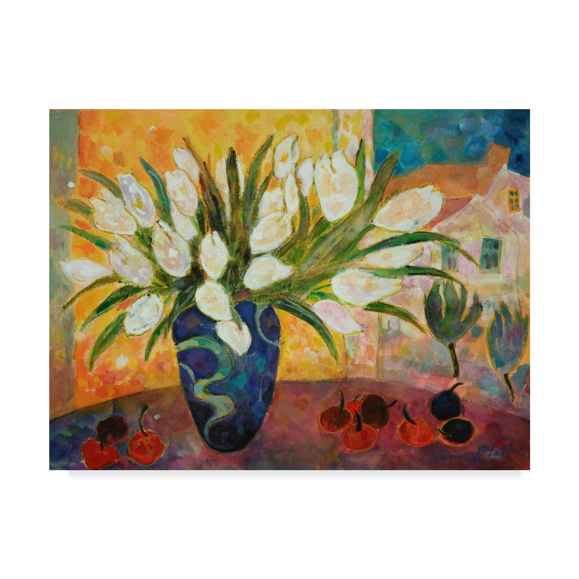 Trademark Fine Art 'Tulips And Cherries' Canvas Art by Lorraine Platt