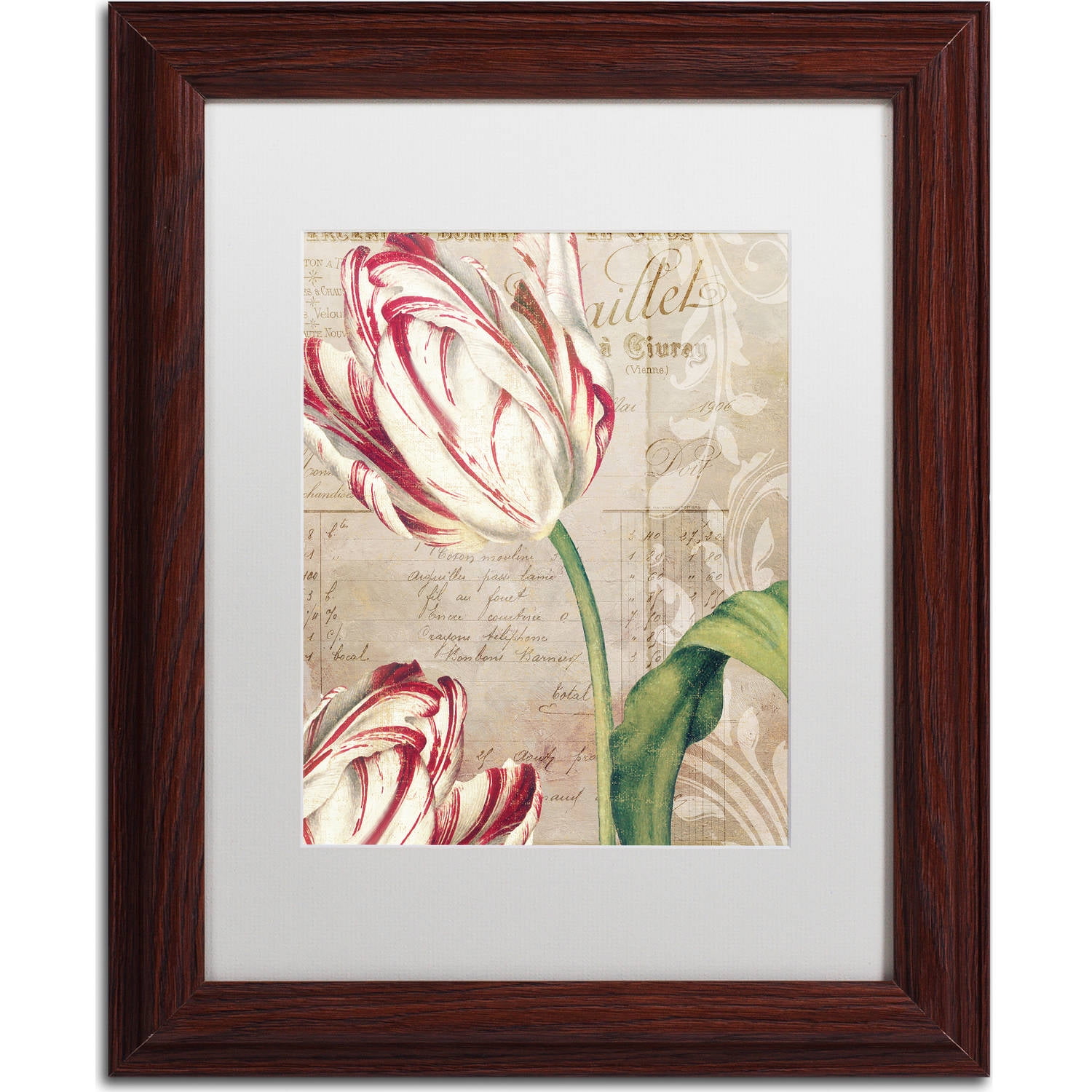 Trademark Fine Art "Tulips" Canvas Art by Color Bakery, White Matte, Wood Frame