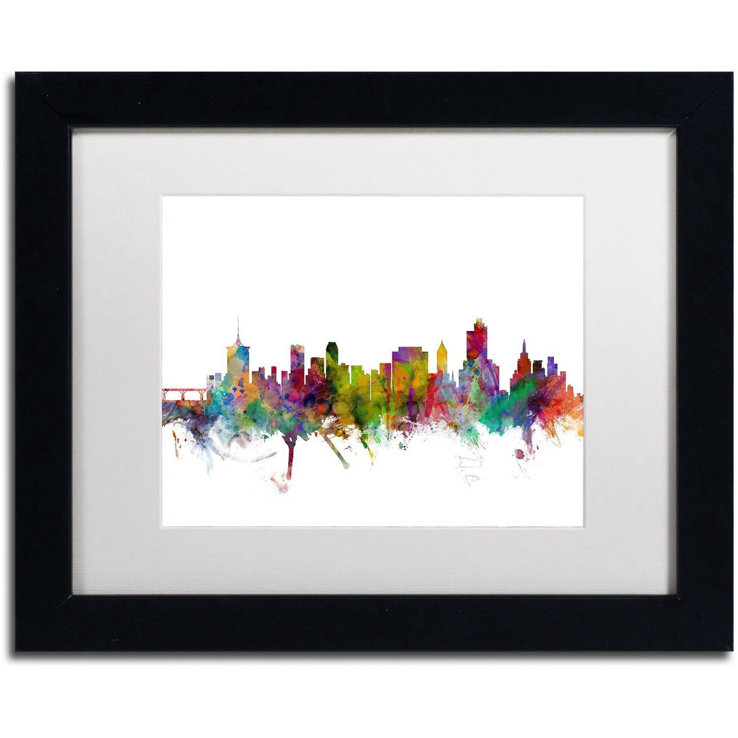 Trademark Fine Art 'Tulsa Oklahoma Skyline' Canvas Art by Michael Tompsett, White Matte, Black Frame