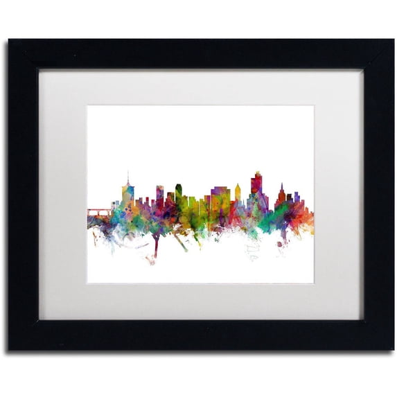 Trademark Fine Art 'Tulsa Oklahoma Skyline' Canvas Art by Michael Tompsett, White Matte, Black Frame
