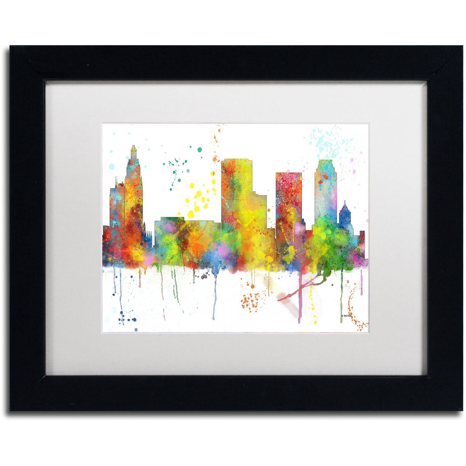 Trademark Fine Art "Tulsa Oklahoma Skyline Mclr-1" Canvas Art by Marlene Watson, White Matte, Black Frame