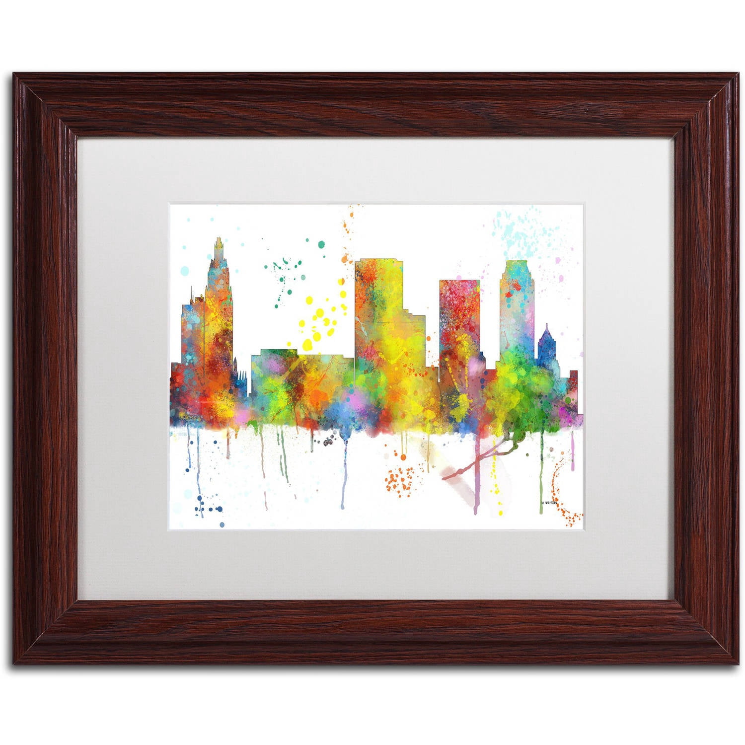 Trademark Fine Art "Tulsa Oklahoma Skyline Mclr-1" Canvas Art by Marlene Watson, White Matte, Wood Frame