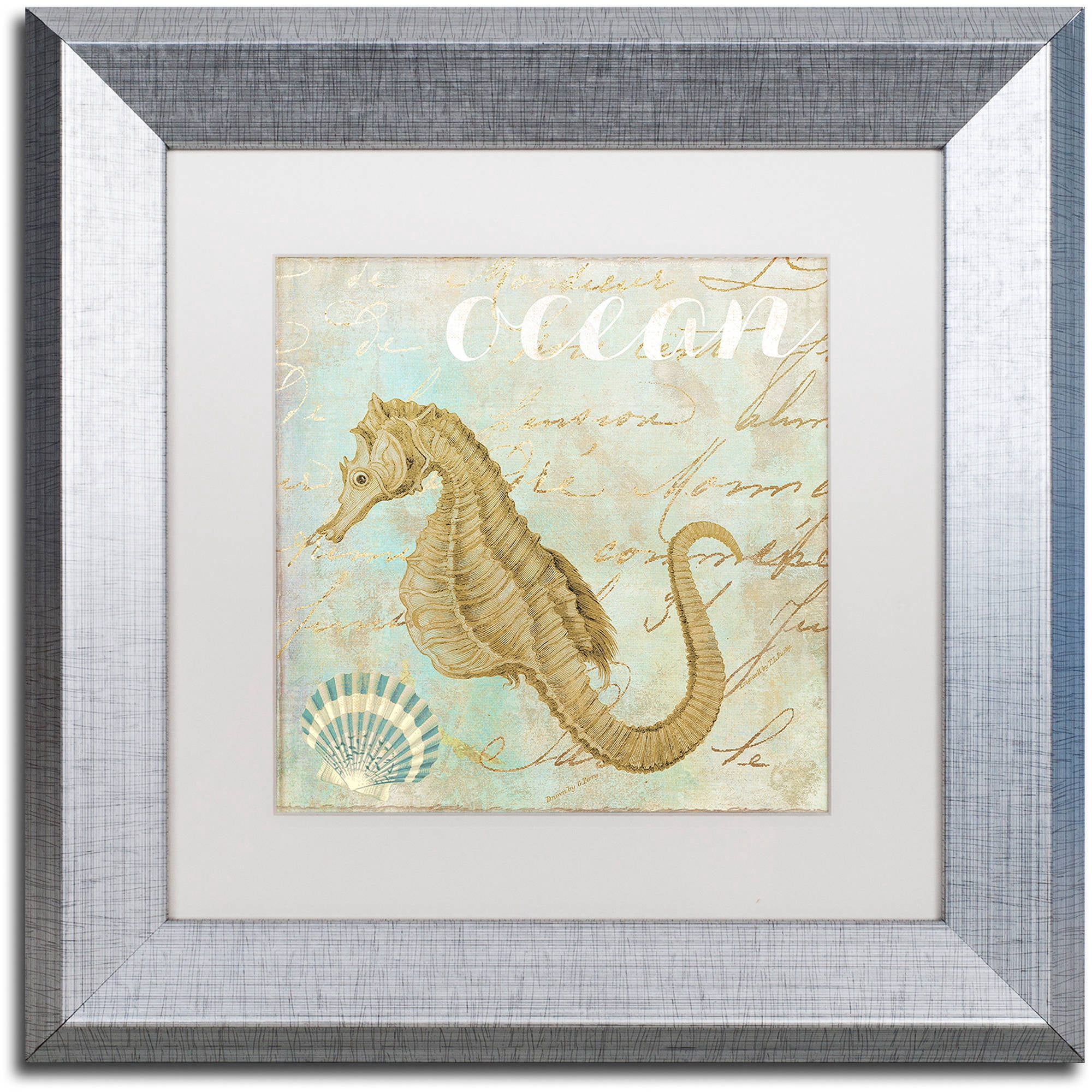 Trademark Fine Art "Turquoise Beach III" Canvas Art by Color Bakery White Matte, Silver Frame