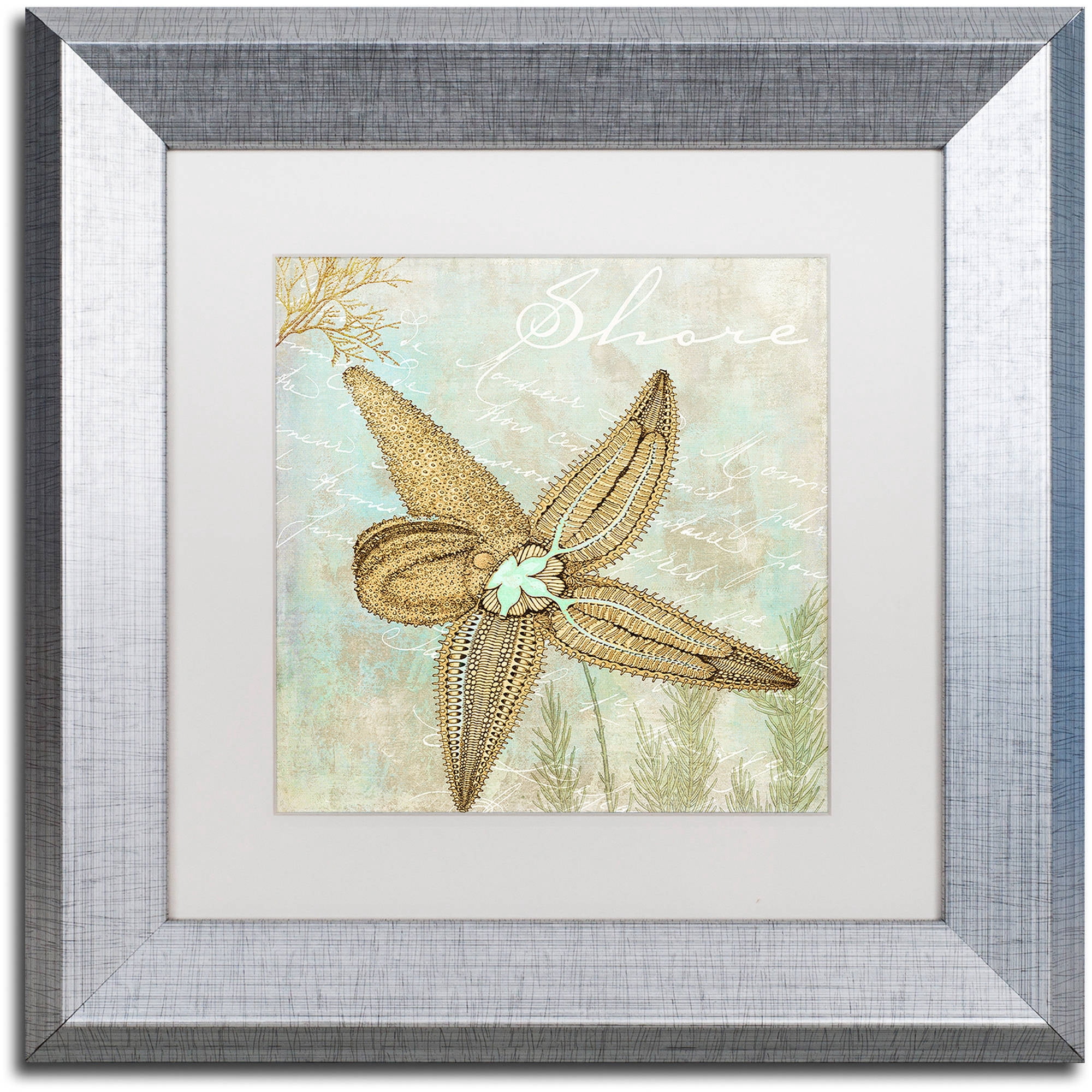 Trademark Fine Art "Turquoise Beach V" Canvas Art by Color Bakery White Matte, Silver Frame