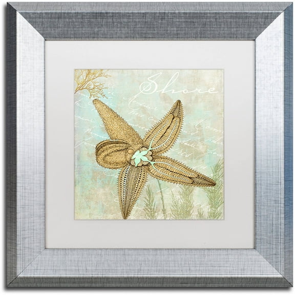 Trademark Fine Art "Turquoise Beach V" Canvas Art by Color Bakery White Matte, Silver Frame