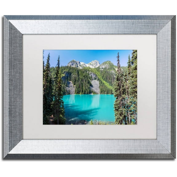 Trademark Fine Art 'Turquoise Lake' Canvas Art by Pierre Leclerc, White Matte, Silver Frame