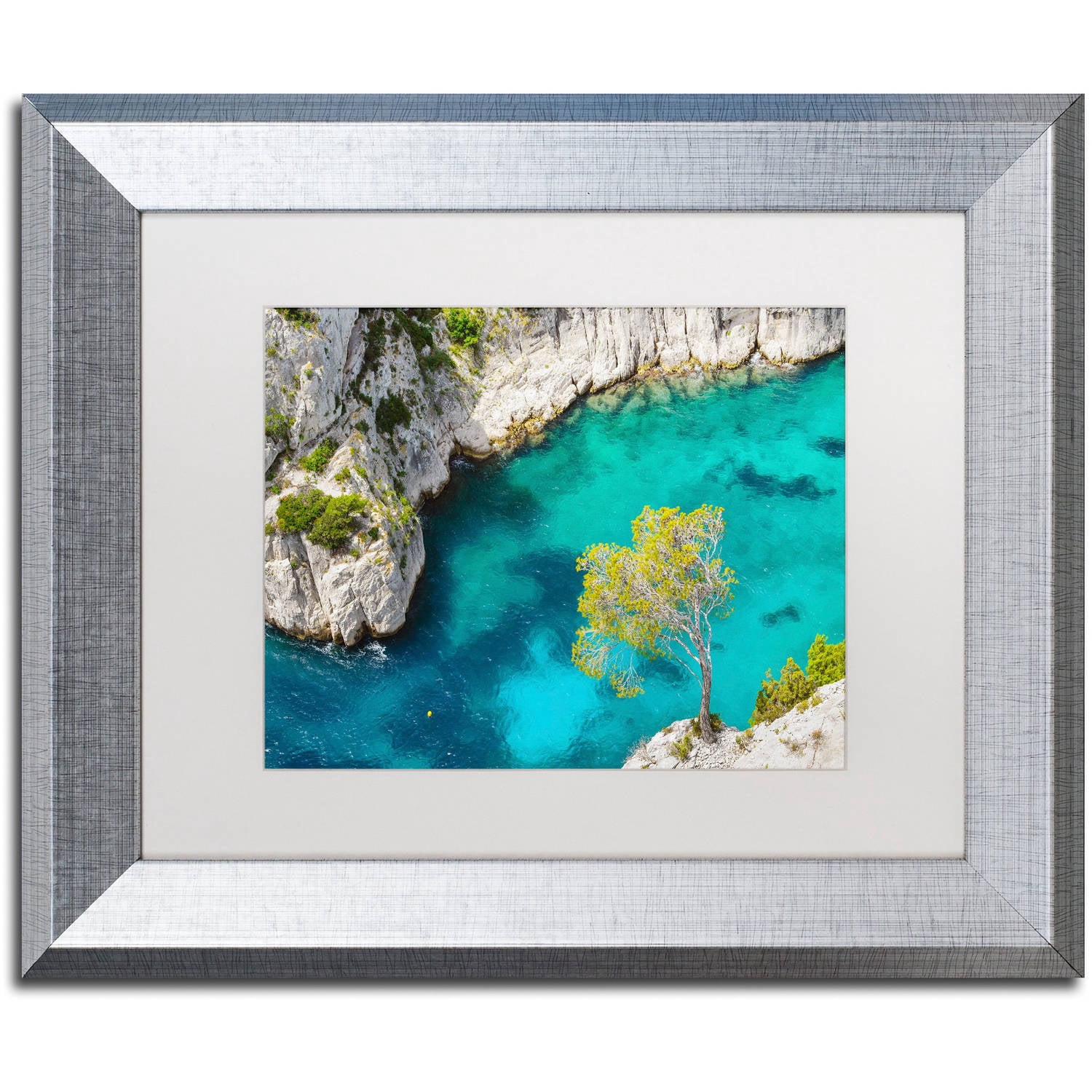 Trademark Fine Art "Turquoise Waters" Canvas Art by Michael Blanchette Photography White Matte, Silver Frame