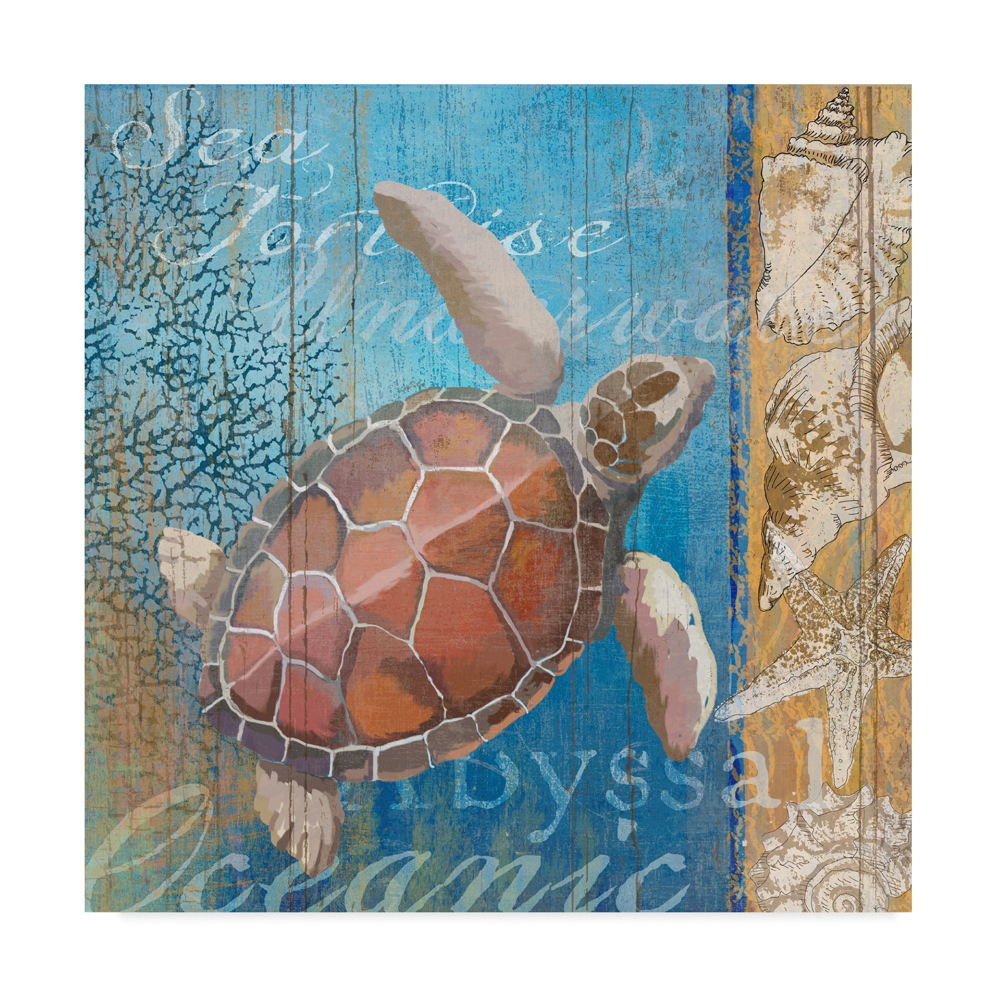 Trademark Fine Art 'Turtle And Sea' Canvas Art by Art Licensing Studio