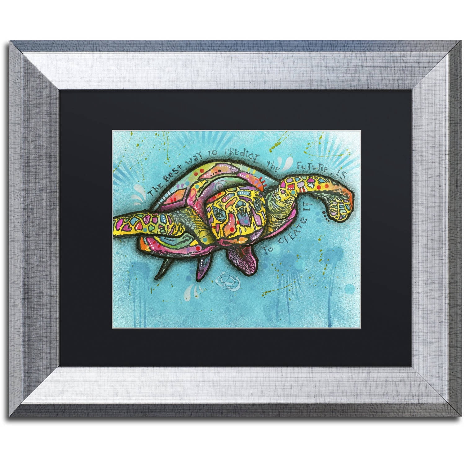 Trademark Fine Art "Turtle" Canvas Art by Dean Russo, Black Matte, Silver Frame