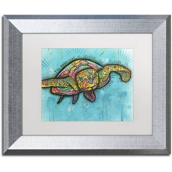 Trademark Fine Art "Turtle" Canvas Art by Dean Russo, White Matte, Silver Frame