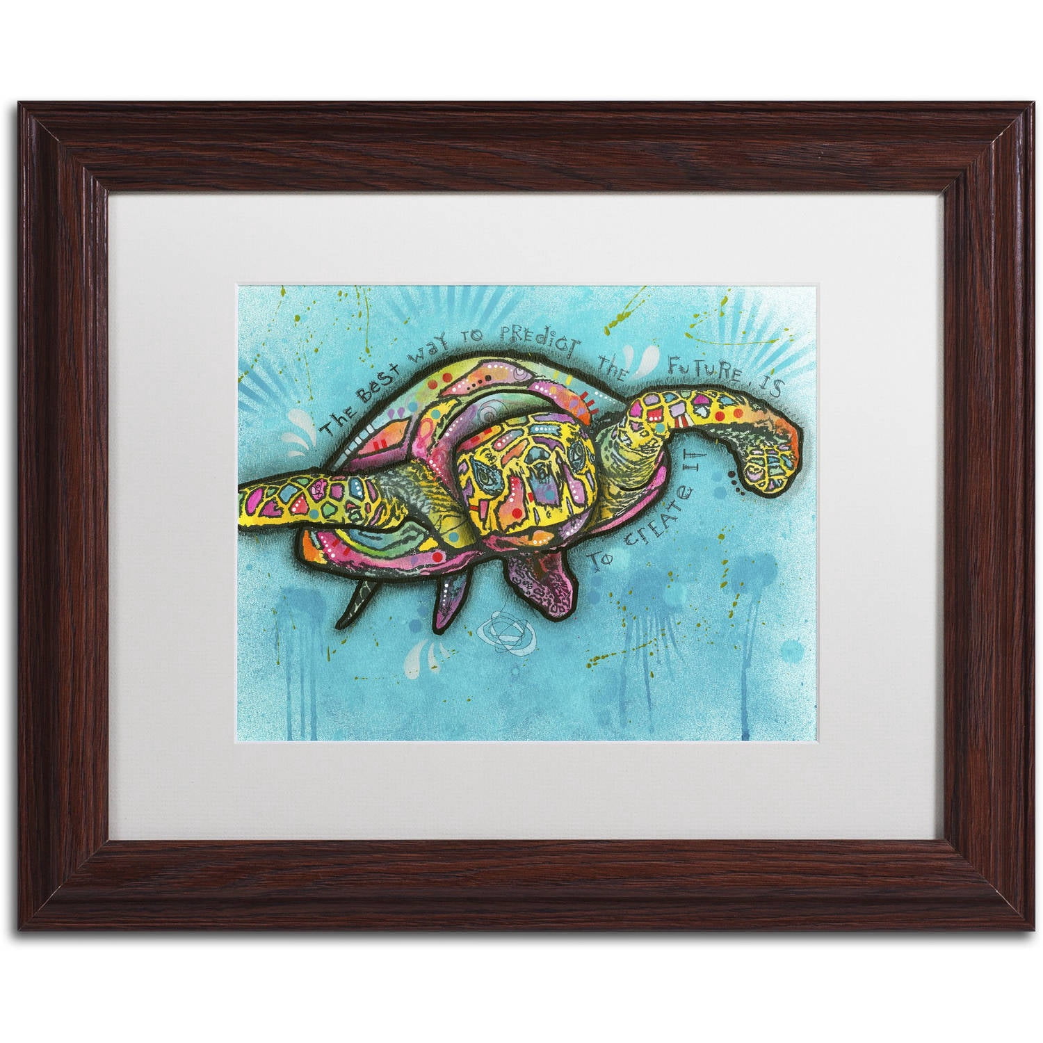 Trademark Fine Art "Turtle" Canvas Art by Dean Russo, White Matte, Wood Frame