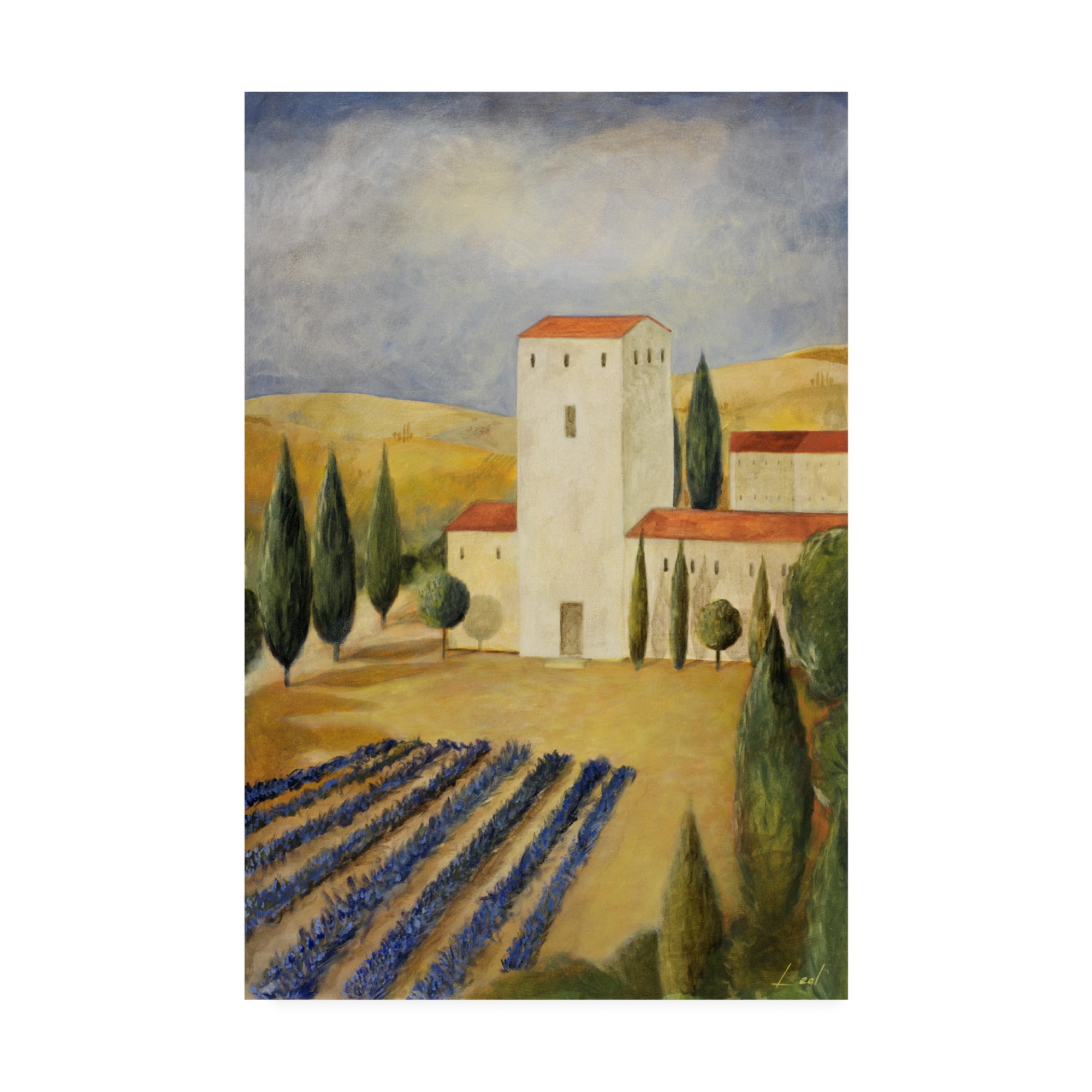 Tuscan Farm Landscape Canvas Art in Yellow and Green