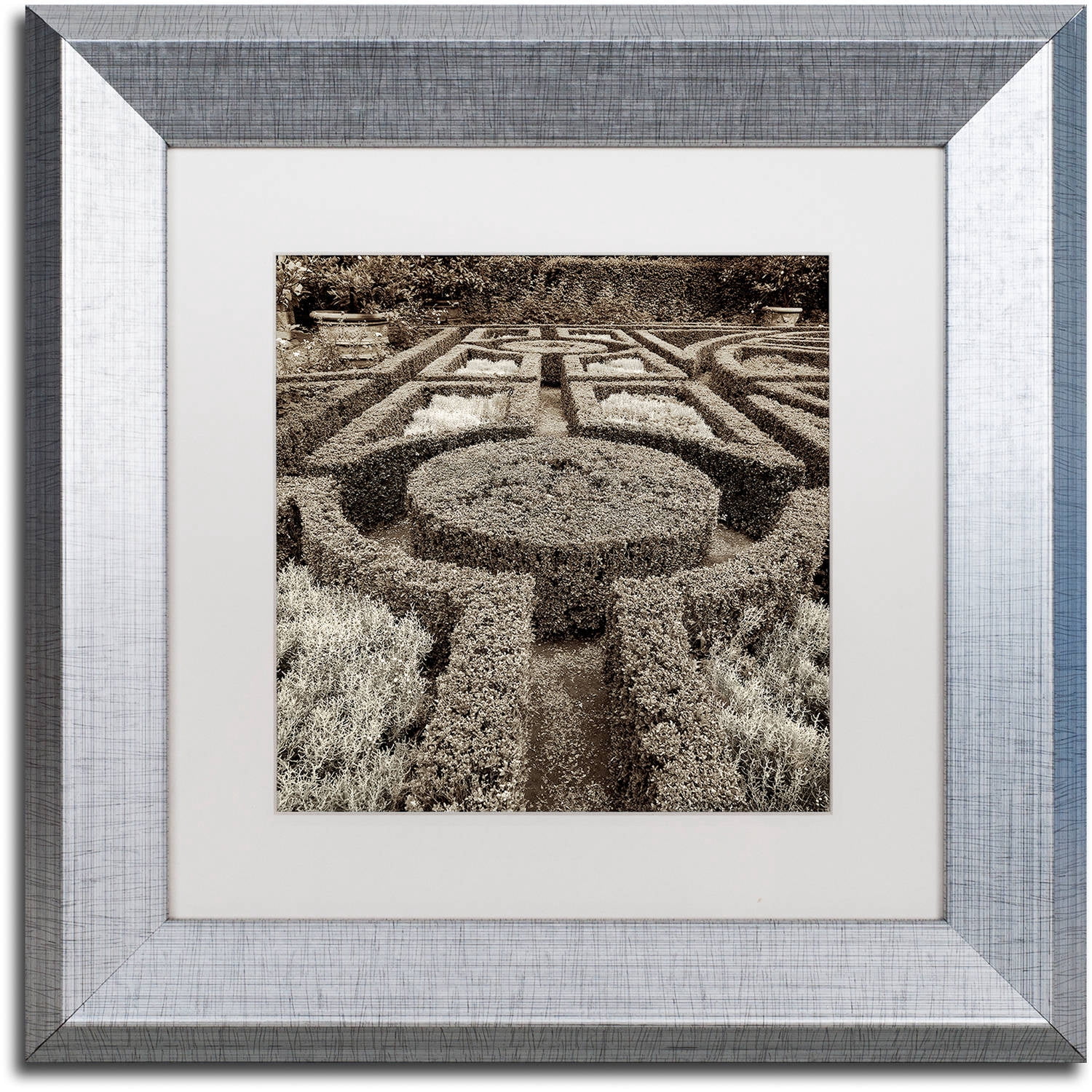 Trademark Fine Art "Tuscan Giardini I" Canvas Art by Alan Blaustein, White Matte, Silver Frame