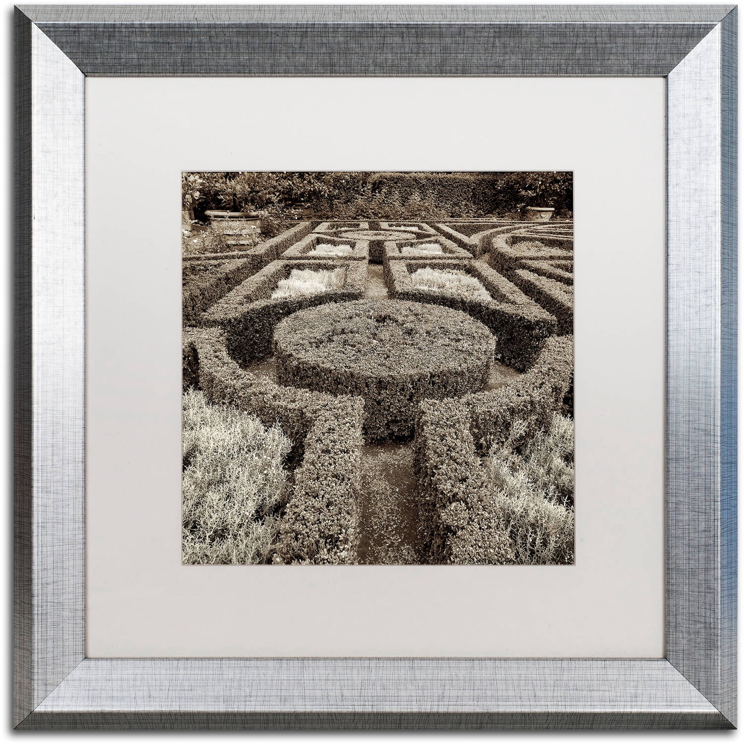 Trademark Fine Art "Tuscan Giardini I" Canvas Art by Alan Blaustein, White Matte, Silver Frame
