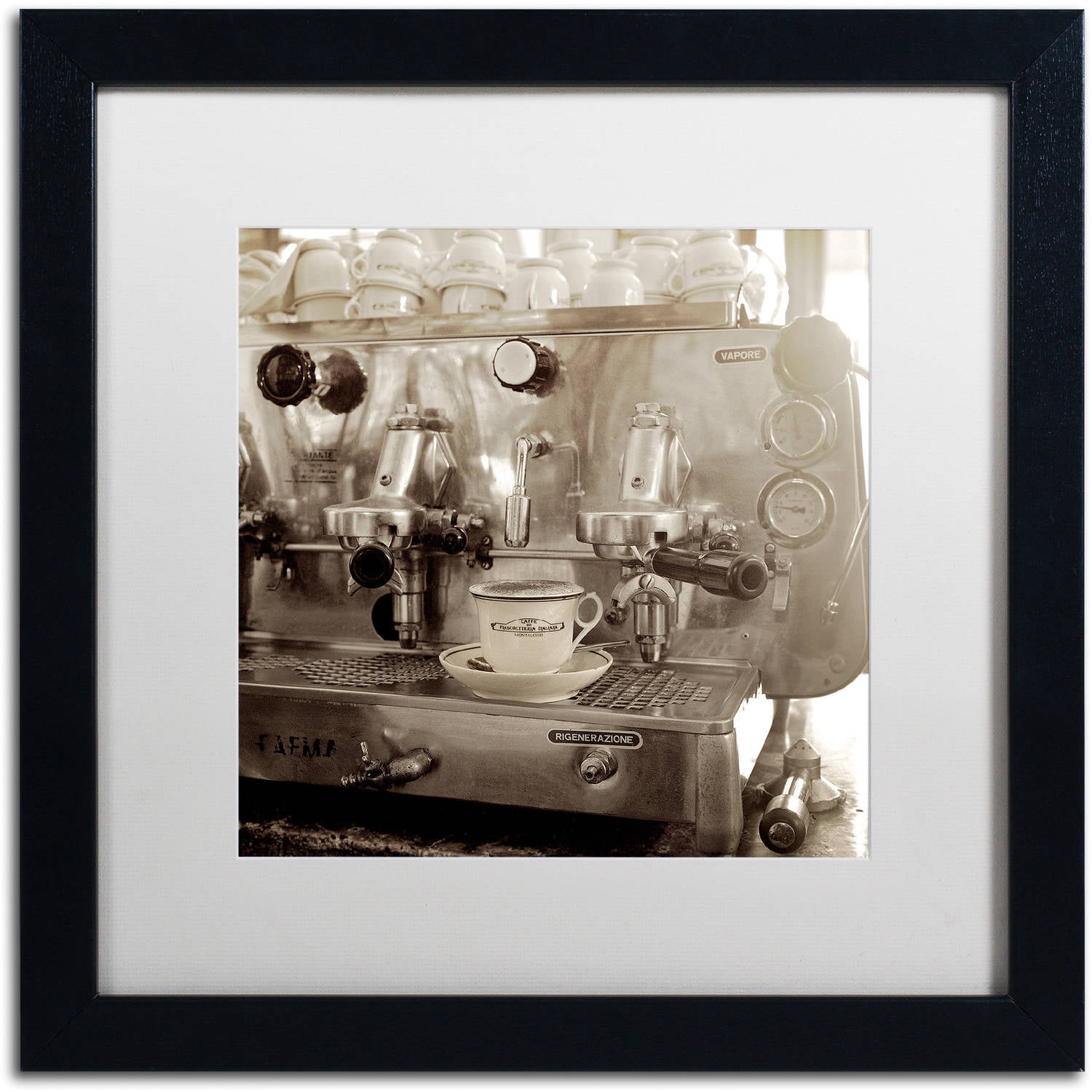 Trademark Fine Art "Tuscany Caffe I" Canvas Art by Alan Blaustein, White Matte, Black Frame