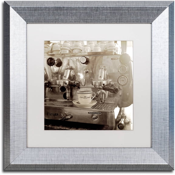 Trademark Fine Art "Tuscany Caffe I" Canvas Art by Alan Blaustein, White Matte, Silver Frame