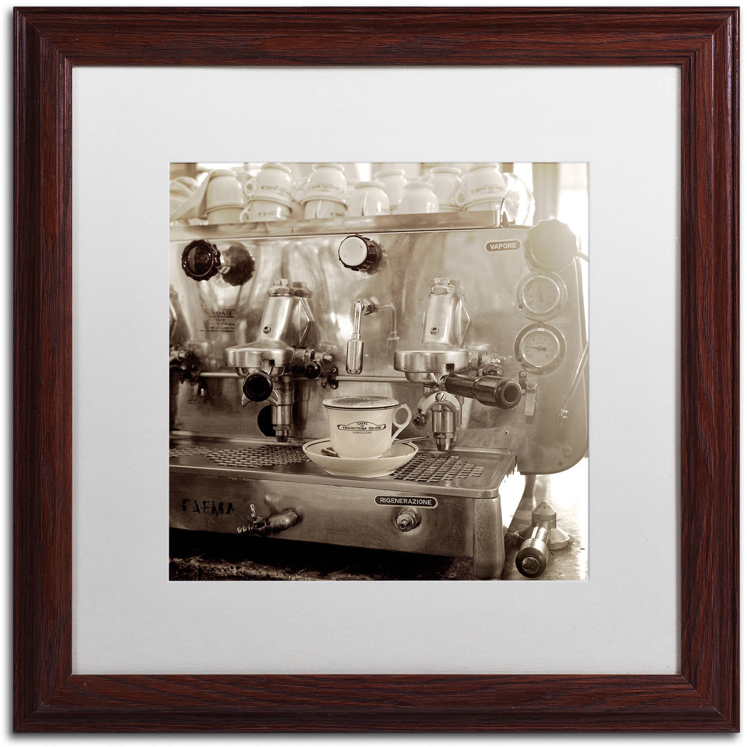 Trademark Fine Art "Tuscany Caffe I" Canvas Art by Alan Blaustein, White Matte, Wood Frame