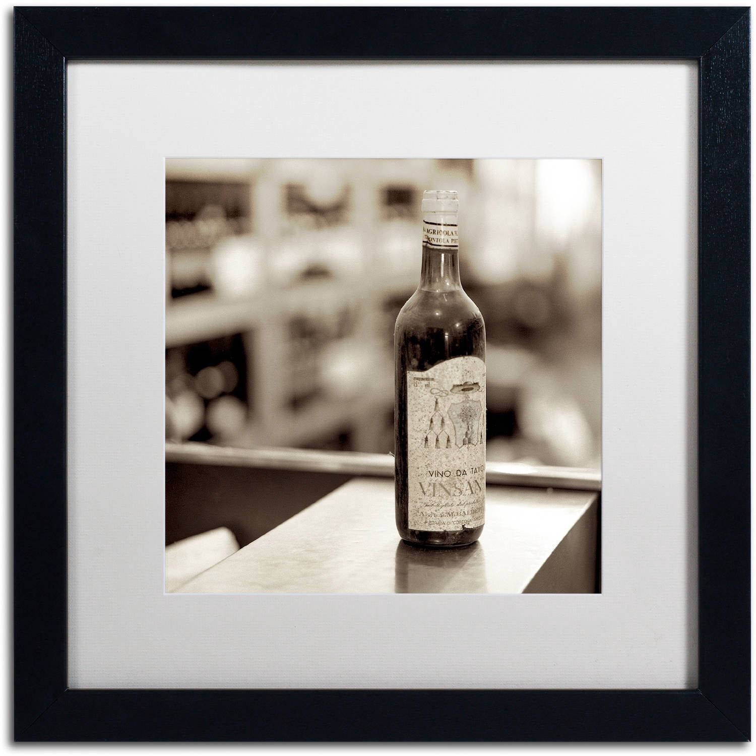 Trademark Fine Art "Tuscany Caffe III" Canvas Art by Alan Blaustein, White Matte, Black Frame