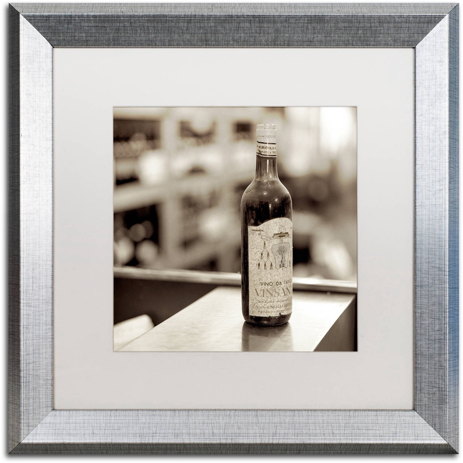 Trademark Fine Art "Tuscany Caffe III" Canvas Art by Alan Blaustein, White Matte, Silver Frame
