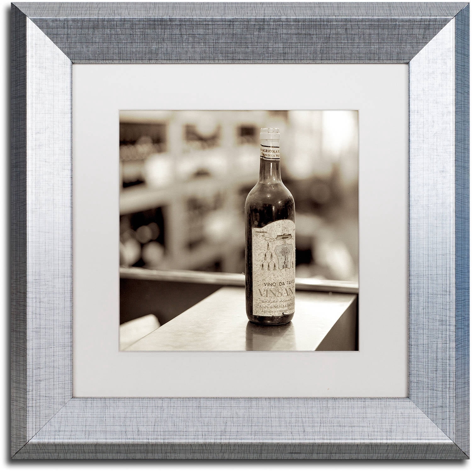 Trademark Fine Art "Tuscany Caffe III" Canvas Art by Alan Blaustein, White Matte, Silver Frame