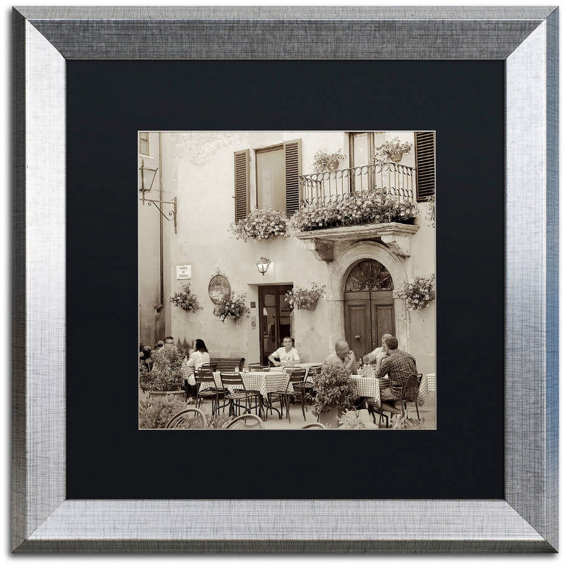 Trademark Fine Art "Tuscany Caffe VI" Canvas Art by Alan Blaustein, Black Matte, Silver Frame