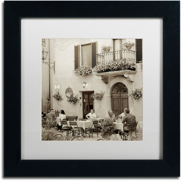 Trademark Fine Art "Tuscany Caffe VI" Canvas Art by Alan Blaustein, White Matte, Black Frame