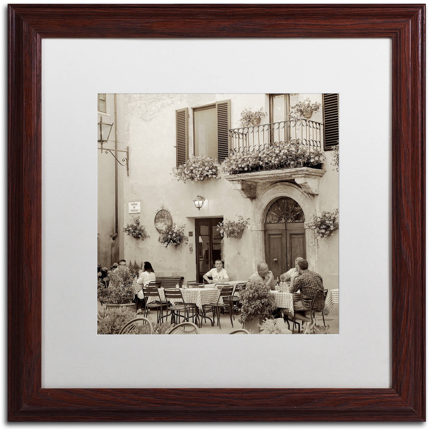 Trademark Fine Art "Tuscany Caffe VI" Canvas Art by Alan Blaustein, White Matte, Wood Frame