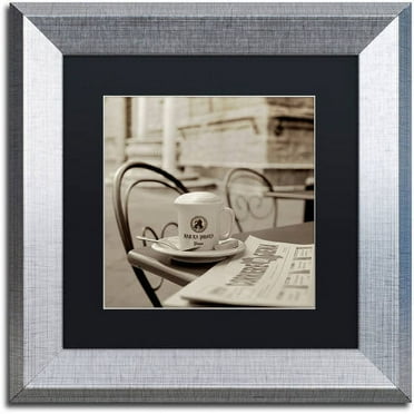 Trademark Fine Art "Tuscany Caffe VII" Canvas Art by Alan Blaustein, Black Matte, Silver Frame