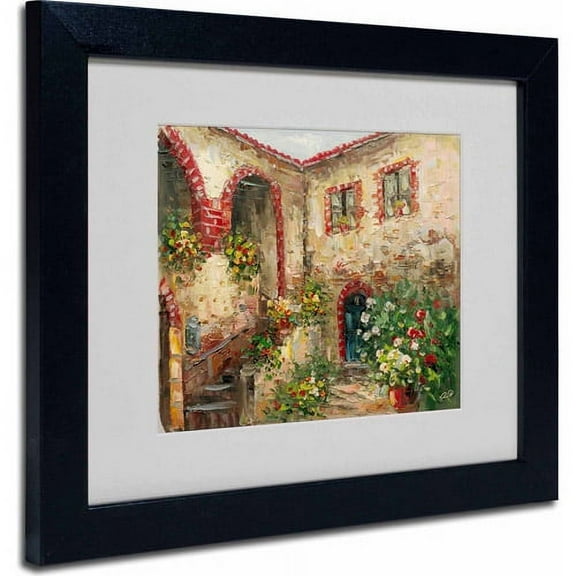 Trademark Fine Art "Tuscany Courtyard" Canvas Art by Rio, Black Frame